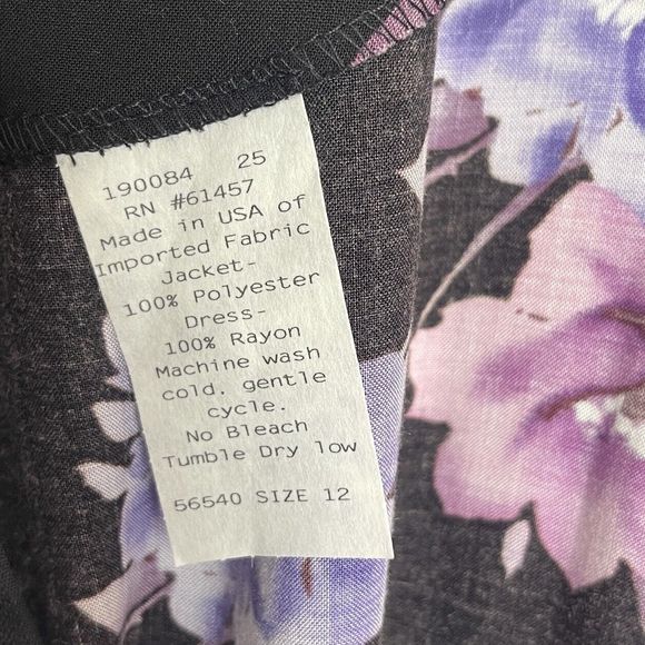 Women Black Floral Scoop Neck Sleeveless Midi Dress Size 12 Vintage - Picture 8 of 10